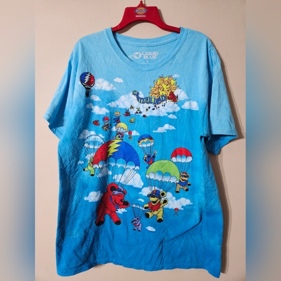 Liquid Blue Grateful Dead Double Sided Parachute Bears Tshirt Large - Picture 1 of 6